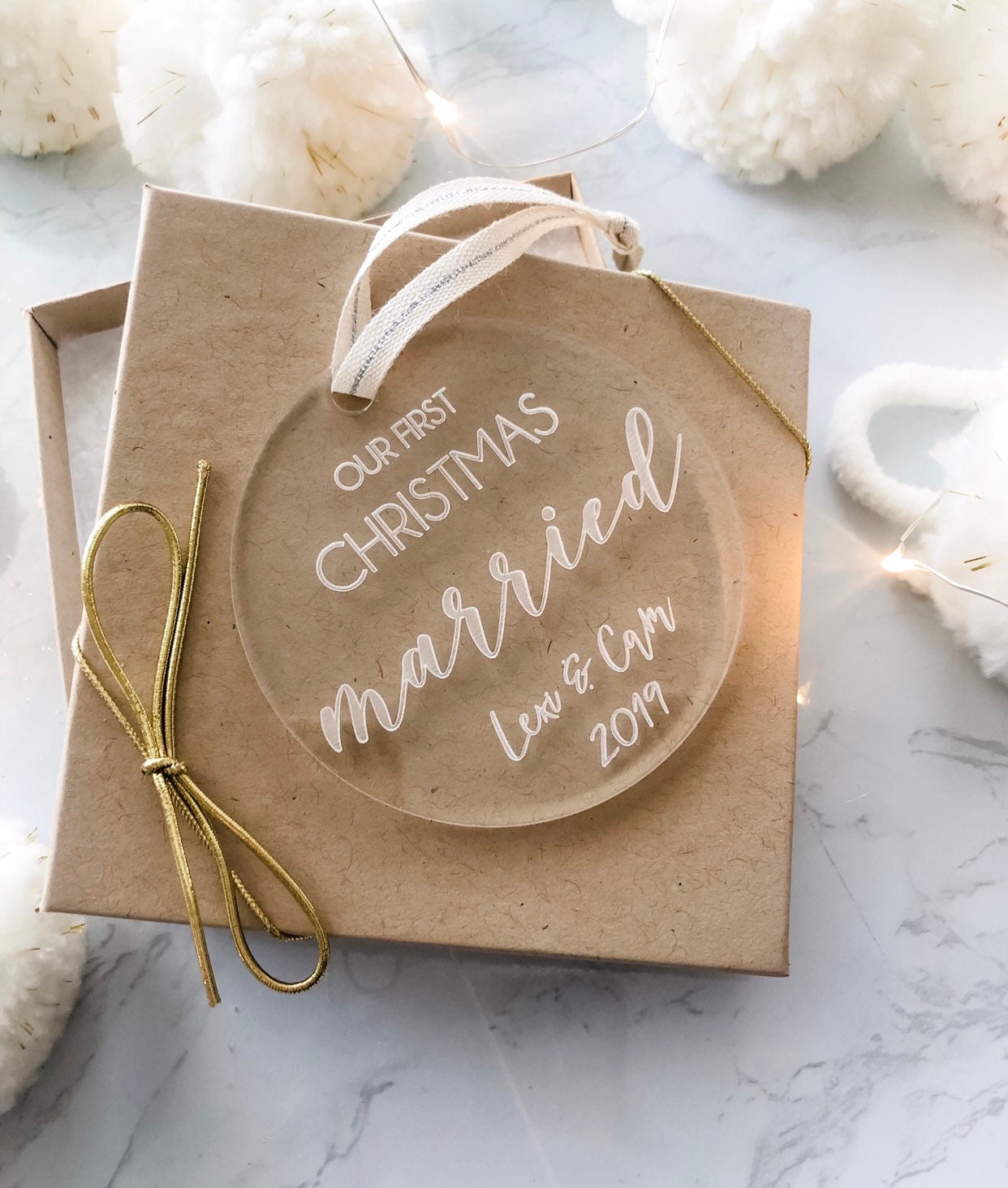 Our First Christmas Married Acrylic Christmas Ornament | Just Married Christmas Ornament | First Married Christmas Ornament