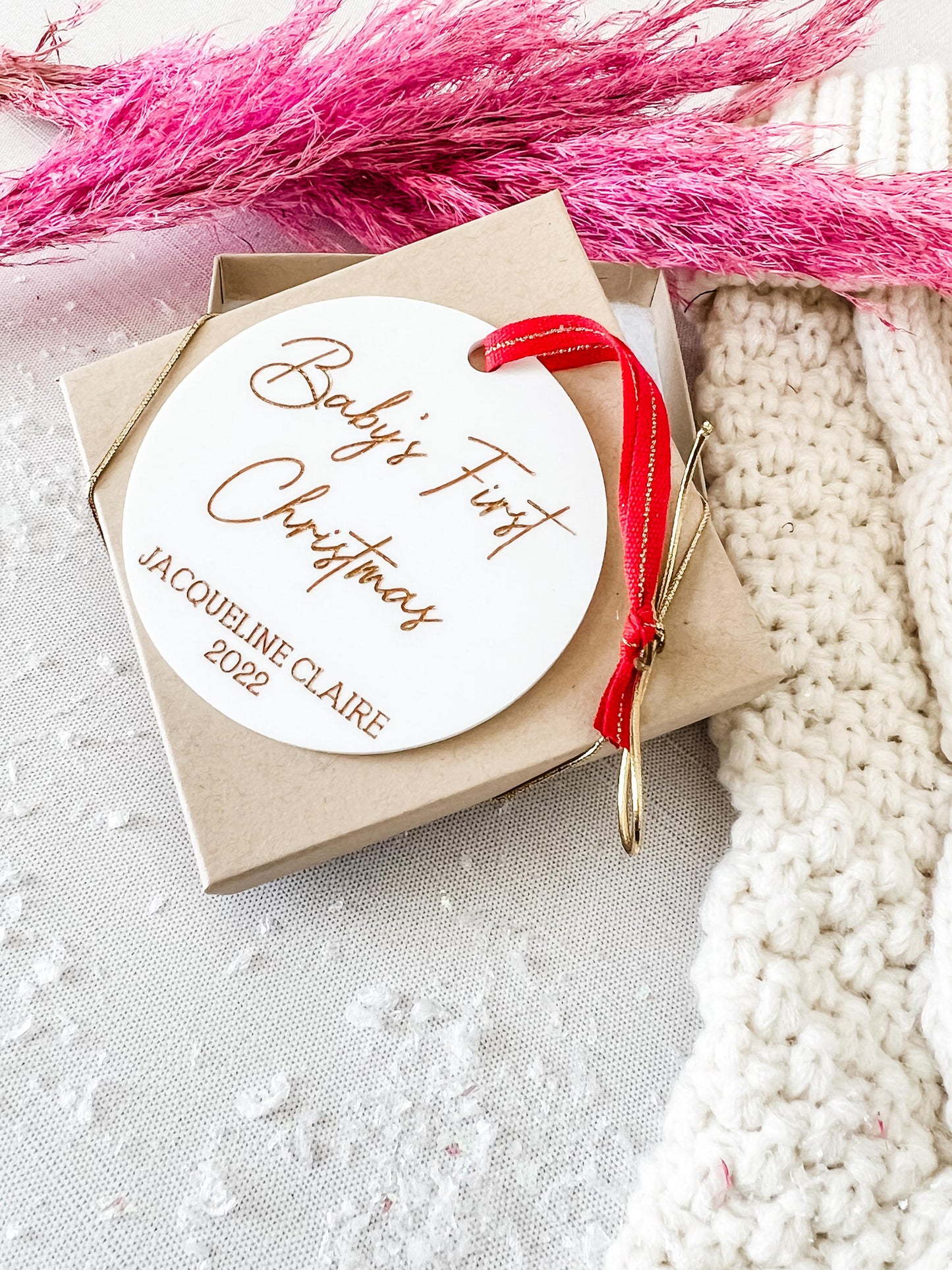 Baby's First Christmas White Acrylic Ornament