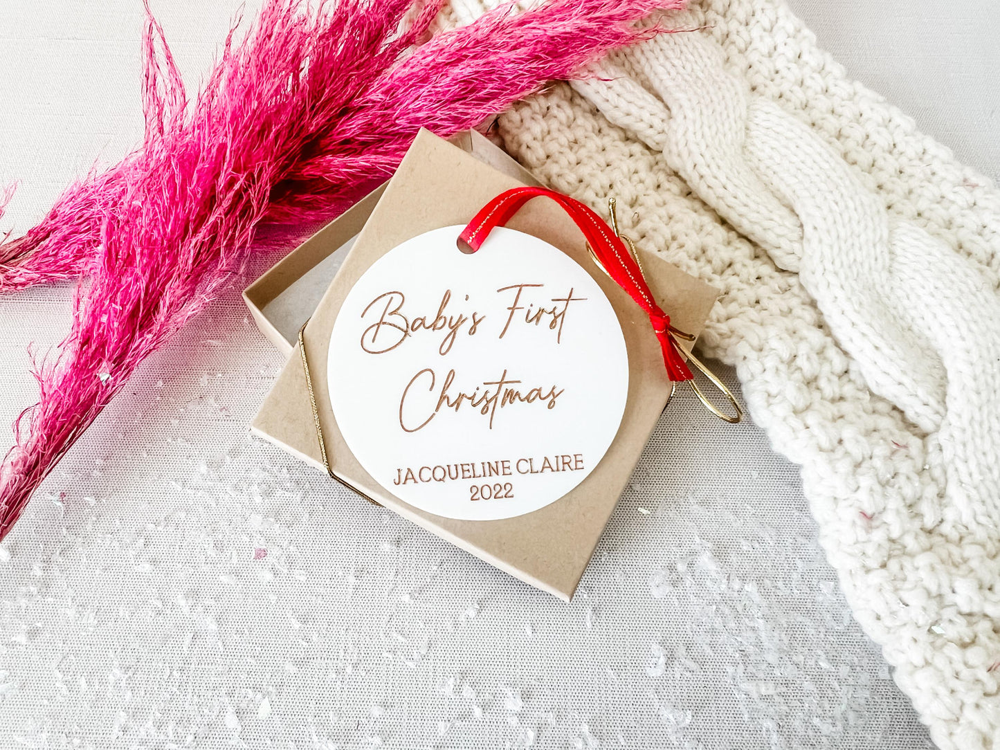 Baby's First Christmas White Acrylic Ornament