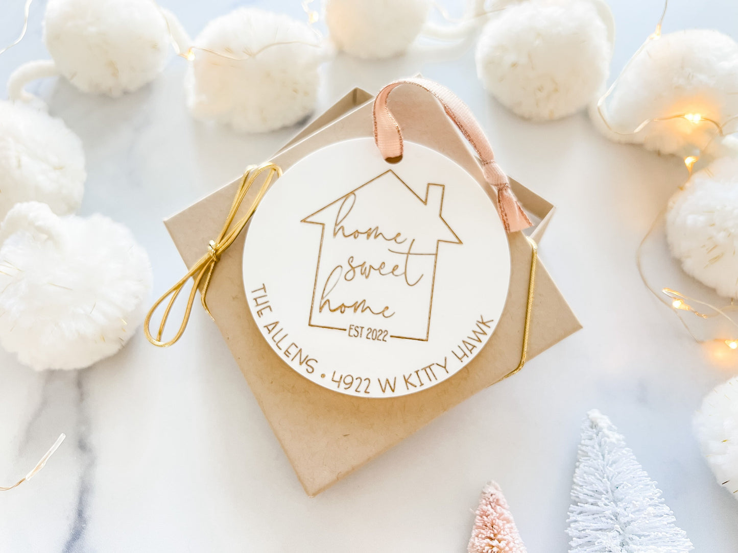 Home Sweet Home White Acrylic Ornament