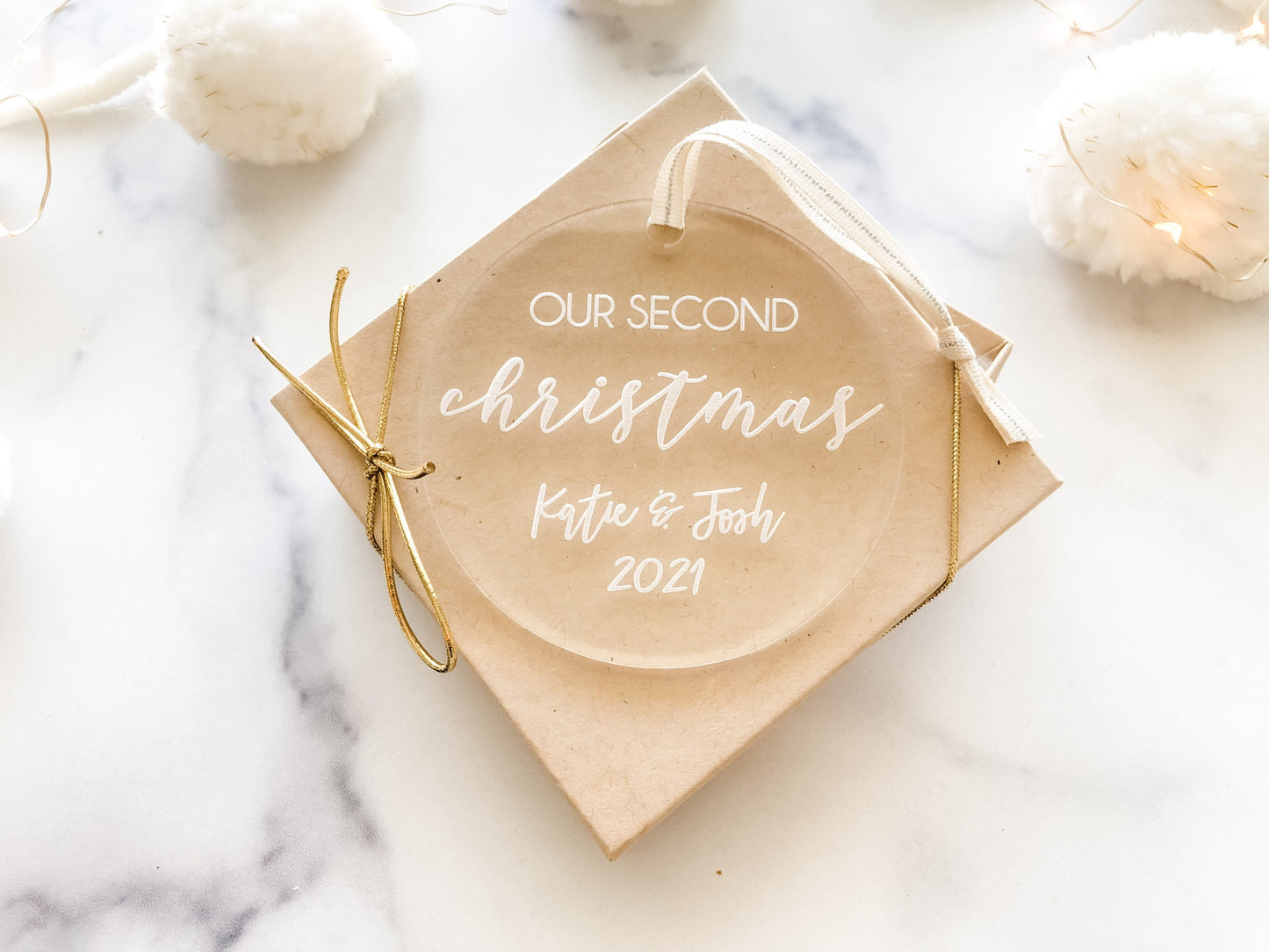 Our Second Christmas Ornament - Acrylic Engraved  Second Christmas Ornament - Couple Acrylic Ornament - Personalized Ornament