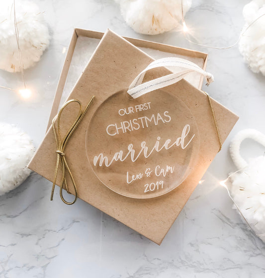 Our First Christmas Married Acrylic Christmas Ornament | Just Married Christmas Ornament | First Married Christmas Ornament