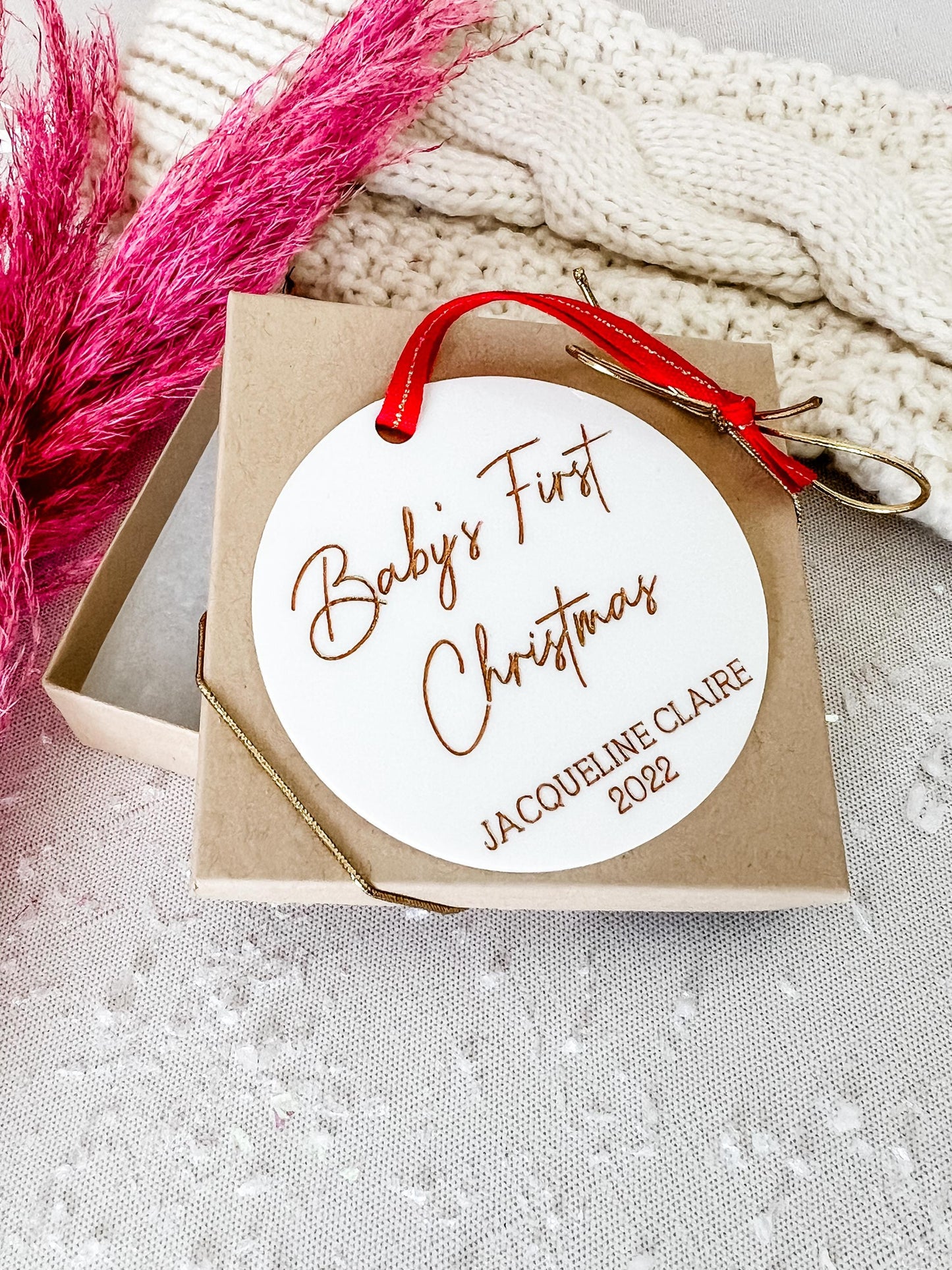 Baby's First Christmas White Acrylic Ornament