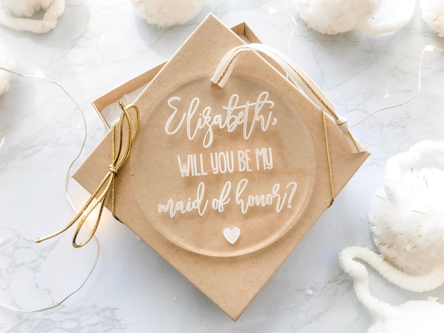 Maid of Honor Ornament - Will You Be My Maid of Honor Acrylic Ornament - Proposal Ornament - Maid of Honor Proposal Ornament