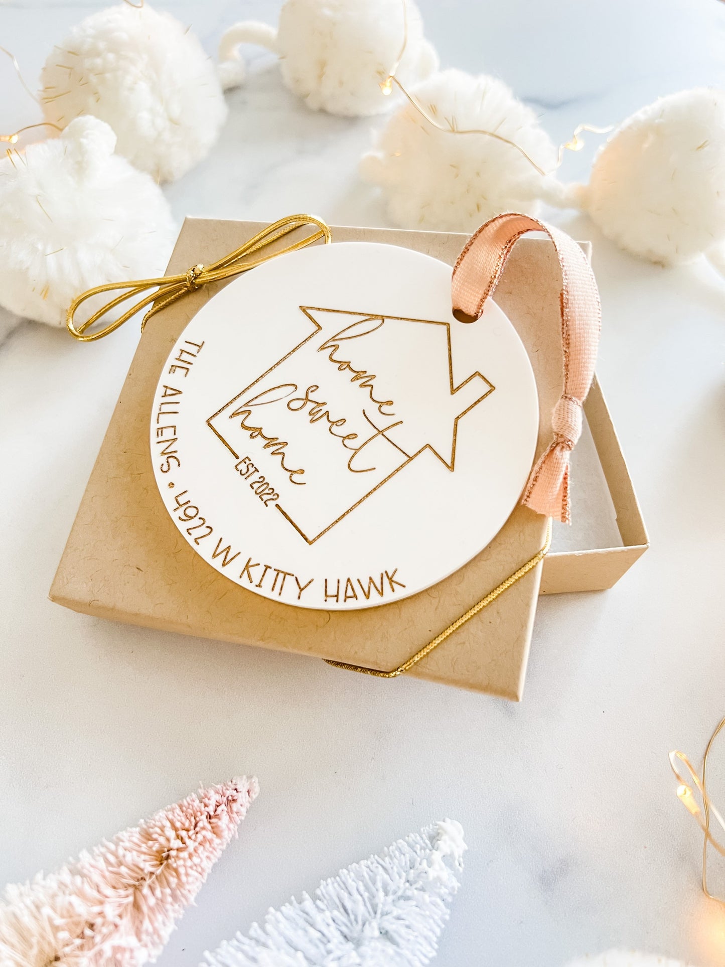 Home Sweet Home White Acrylic Ornament